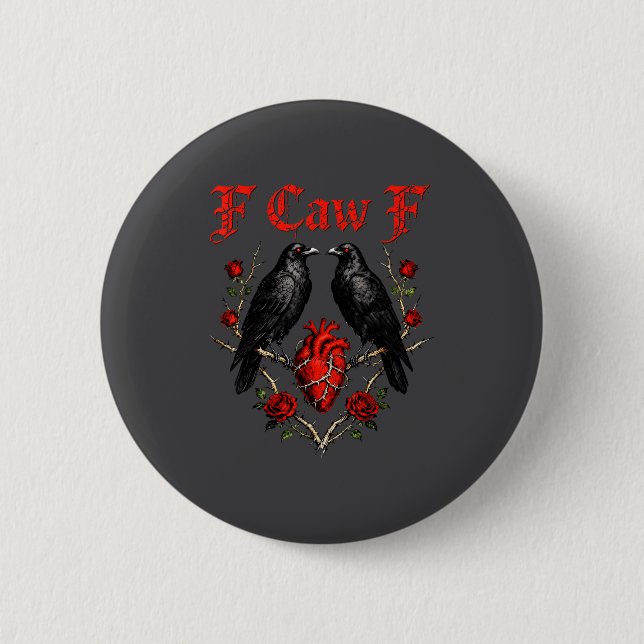 Funny Black Bird F-caw-f Anti Valentines Day Singl 6 Cm Round Badge (Front)