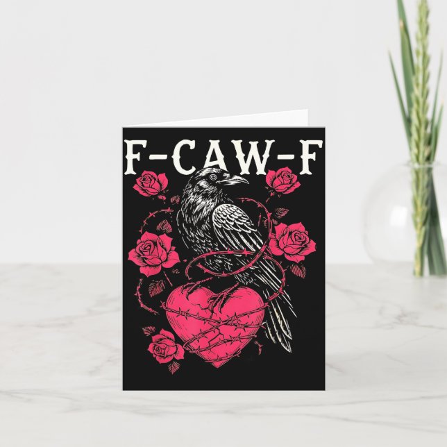 Funny Black Bird F-caw-f Anti Valentines Day Singl Card (Front)