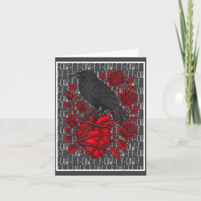 Funny Black Bird F-caw-f Anti Valentines Day Singl Card (Front)