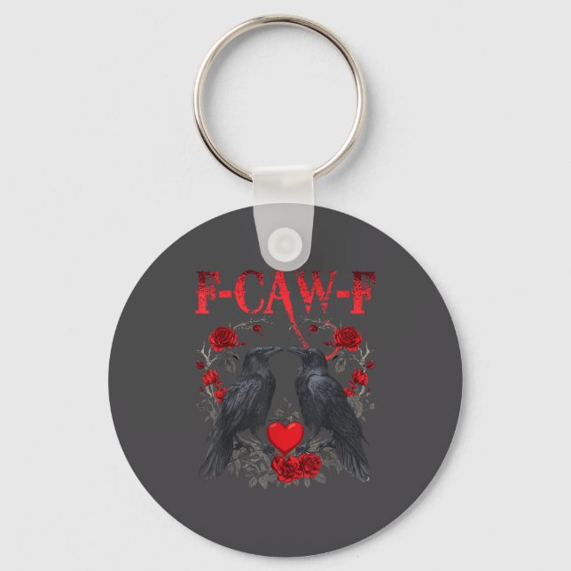 Funny Black Bird F-caw-f Anti Valentines Day Singl Key Ring (Front)