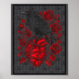 Funny Black Bird F-caw-f Anti Valentines Day Singl Poster