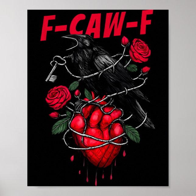 Funny Black Bird F-caw-f Anti Valentines Day Singl Poster (Front)