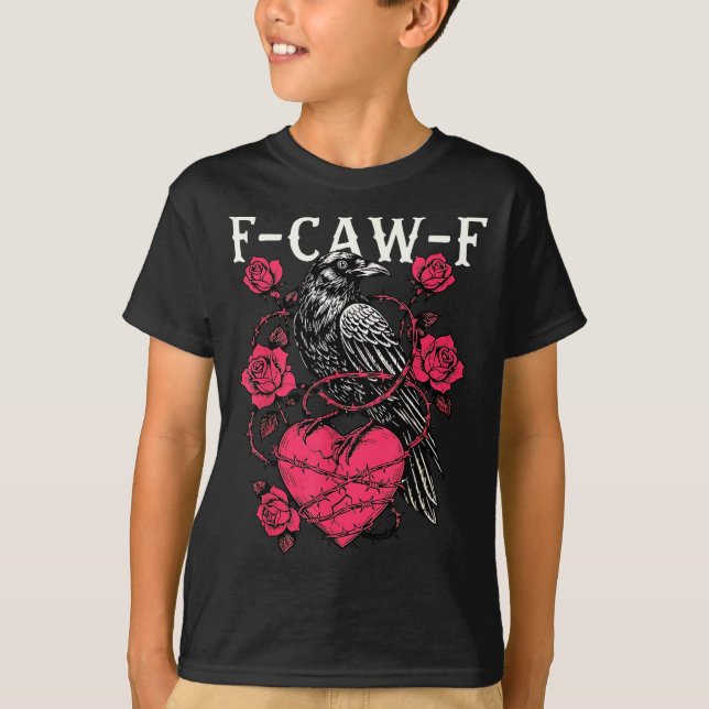 Funny Black Bird F-caw-f Anti Valentines Day Singl T-Shirt (Front)
