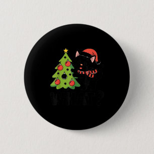 Funny Black Ca Pushing Christmas Tree Over Cat Wha 6 Cm Round Badge