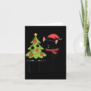 Funny Black Ca Pushing Christmas Tree Over Cat Wha Card