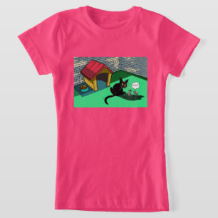 Funny Black Cat and Clever Mice Retro Cartoon Kid T-Shirt