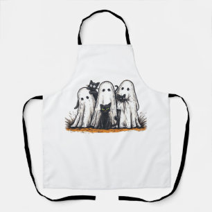 Funny Black Cat and Ghost Halloween Essential T-Sh Apron