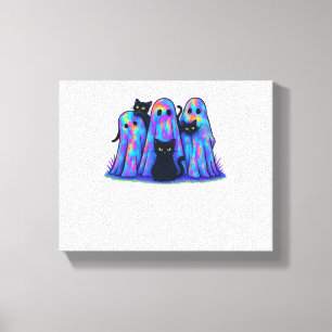 Funny Black Cat and Ghost Halloween Essential T-Sh Canvas Print