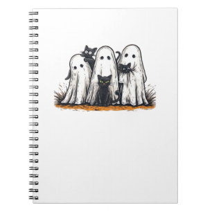 Funny Black Cat and Ghost Halloween Essential T-Sh Notebook