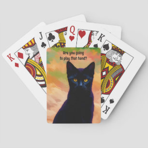 Funny Black Cat Art Playing Poker Cards