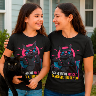 Funny Black Cat. Ask Me About My Cat Quote Unisex T-Shirt
