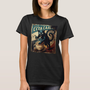 Funny Black Cat Attack Coffee T-Shirt