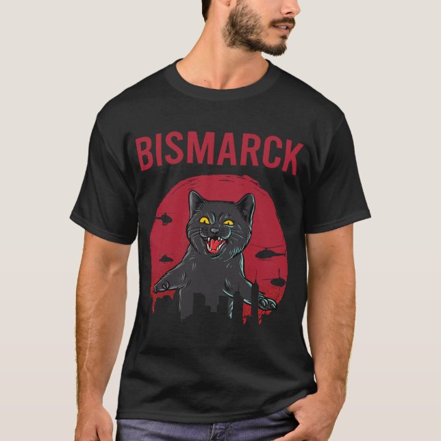 Funny Black Cat Bismarck T-Shirt (Front)