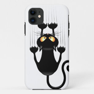 Funny Black Cat Cartoon Scratching Wall Case-Mate iPhone Case