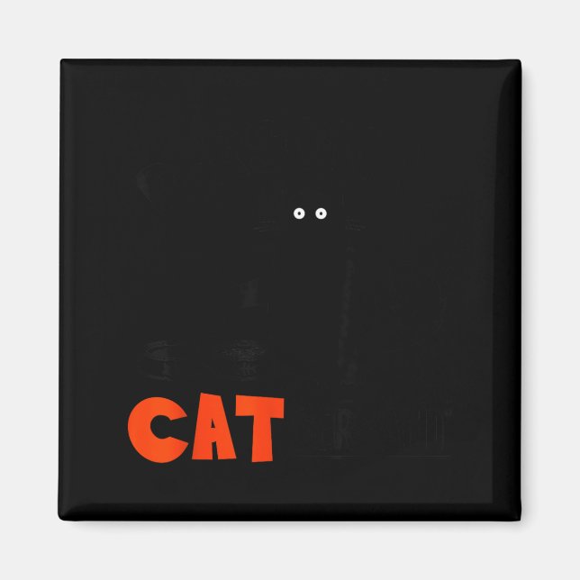 Funny Black Cat Cat Servant  Magnet (Front)