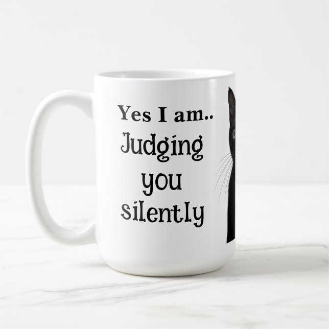 Funny Black Cat Ceramic Mug (Left)