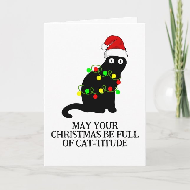 funny black cat christmas cards (Front)