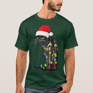 Funny Black Cat Christmas Funny Cat Christmas Ligh T-Shirt