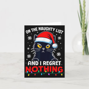 Funny Black Cat Christmas I Regret Nothing Cats Lo Card