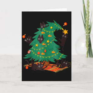 Funny Black Cat Christmas Tree  Card