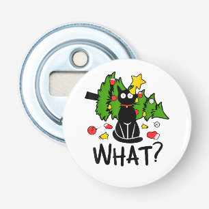 Funny Black Cat Christmas Tree Merry Santa Humor C Bottle Opener