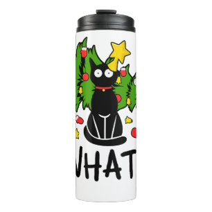 Funny Black Cat Christmas Tree Merry Santa Humor C Thermal Tumbler