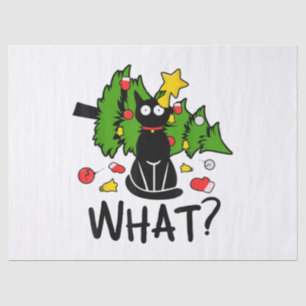 Funny Black Cat Christmas Tree Merry Santa Humor C Tissue Paper