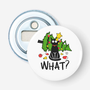 Funny Black Cat Christmas Tree Merry Santa Humour Bottle Opener