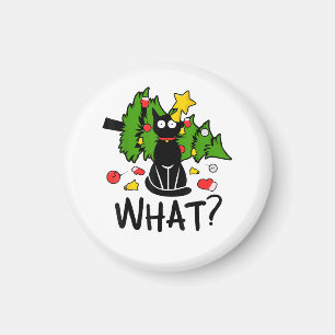 Funny Black Cat Christmas Tree Merry Santa Humour  Magnet