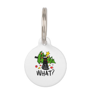 Funny Black Cat Christmas Tree Merry Santa Humour  Pet Tag