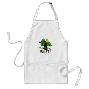 Funny Black Cat Christmas Tree Merry Santa Humour Standard Apron