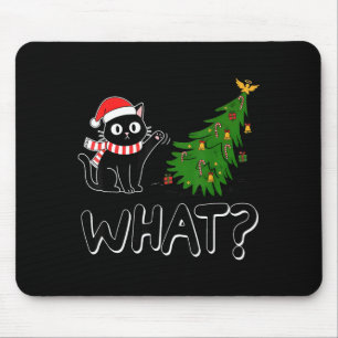 Funny Black Cat Christmas Tree Merry Xmas Humor Ca Mouse Pad