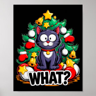 Funny Black Cat Christmas Tree Merry Xmas Humor Ca Poster
