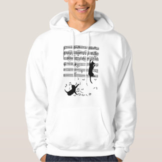 Funny Black Cat Climbing Playing Sheet Music Note  Hoodie