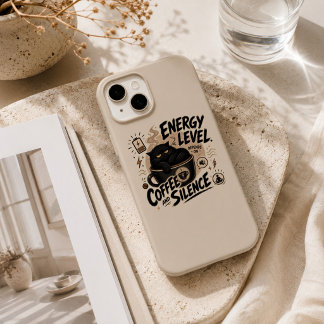 Funny Black Cat Coffee iPhone 15 Case