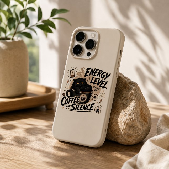 Funny Black Cat Coffee iPhone 16 Pro Max Case (Creator Uploaded)