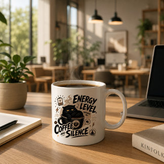 Funny Black Cat Coffee Mug for Introverts
