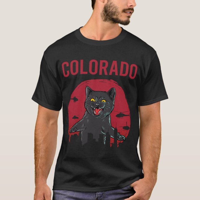 Funny Black Cat Colorado T-Shirt (Front)
