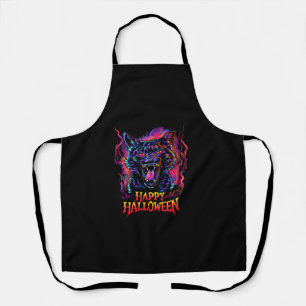 Funny Black Cat Colourful Happy Halloween Men Wome Apron