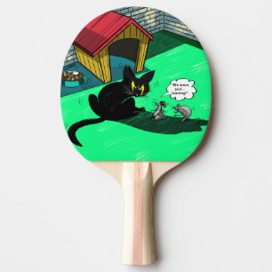 Funny Black Cat Comic Ping Pong Paddle
