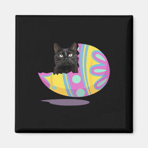 Funny Black Cat Easter Egg Happy Easter Day Magnet