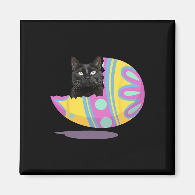Funny Black Cat Easter Egg Happy Easter Day  Magnet (Front)