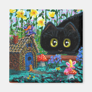 Funny Black Cat Fairy Garden Creationarts Magnet
