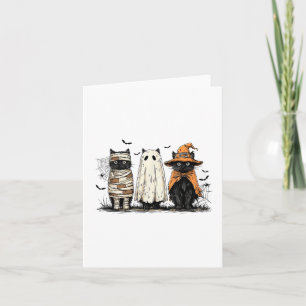 Funny Black Cat Ghost Witch Halloween Costume Men Card