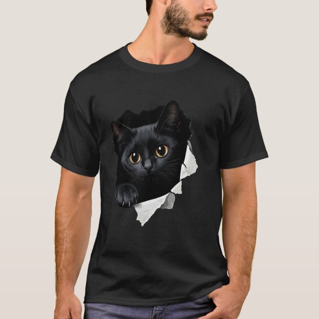 Funny Black Cat Graphic T-Shirt (Front)