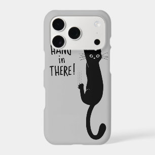 Funny Black Cat Hanging On Hang in There!