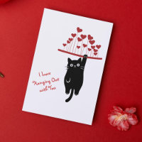Funny Black Cat Hanging Out Valentine's Day