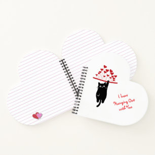 Funny Black Cat Hanging Out Valentine's Day Notebook