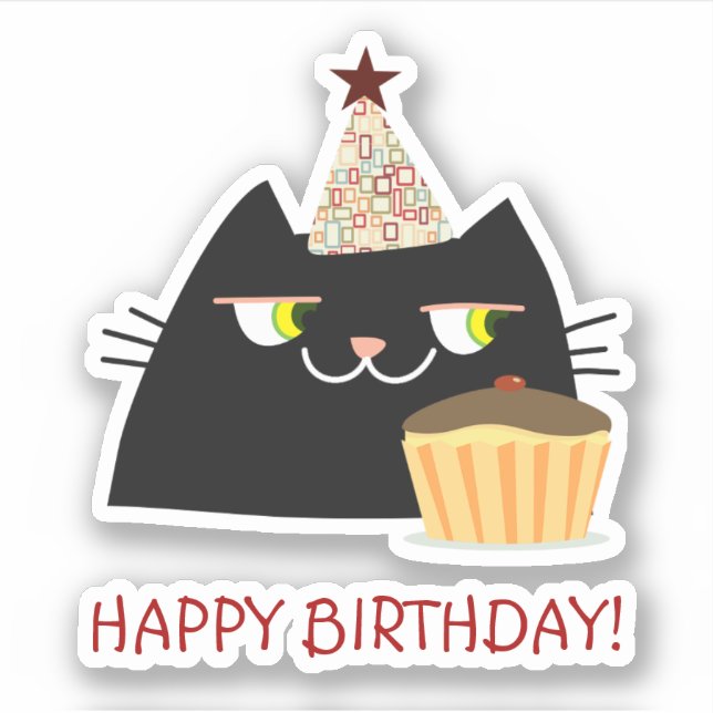 Funny Black Cat Happy Birthday (Front)