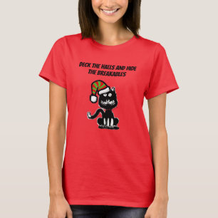 Funny Black Cat Holiday Humour Festive Cat T-Shirt